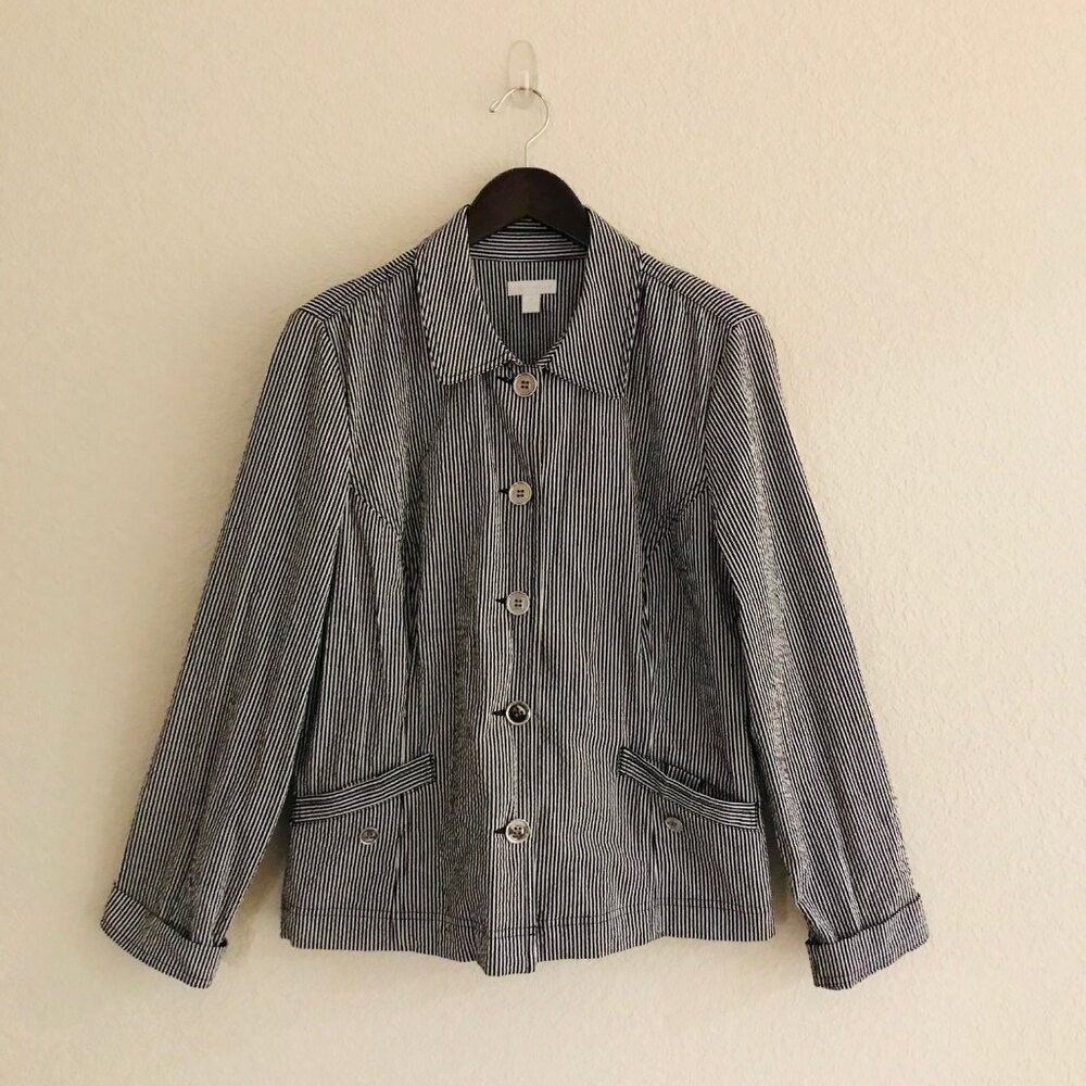 Women's Sports Jacket by Charter Club - Size XL -White & Blue Stripes